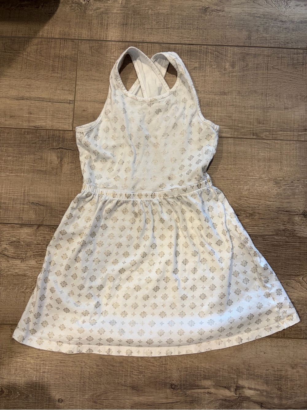 Gymboree White Dress with Beige Tile Print
